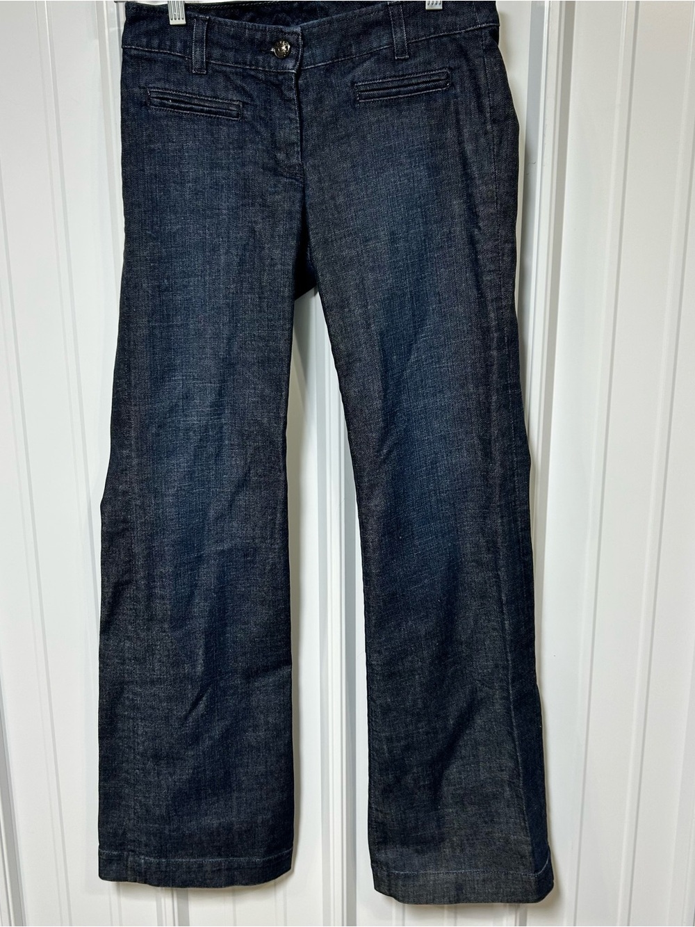 J.Crew City Fit Dark Wash Indigo Denim Wide Leg Trouser Pants Womens Size 2